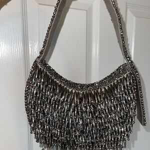 Silver Beaded Women's Bag